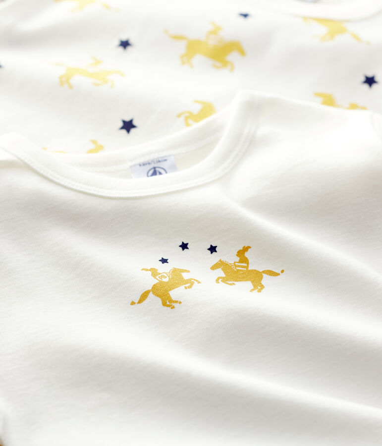 Cofezione da 2 t-shirt bambino a maniche lunghe fantasia cavalieri in cotone multicolore