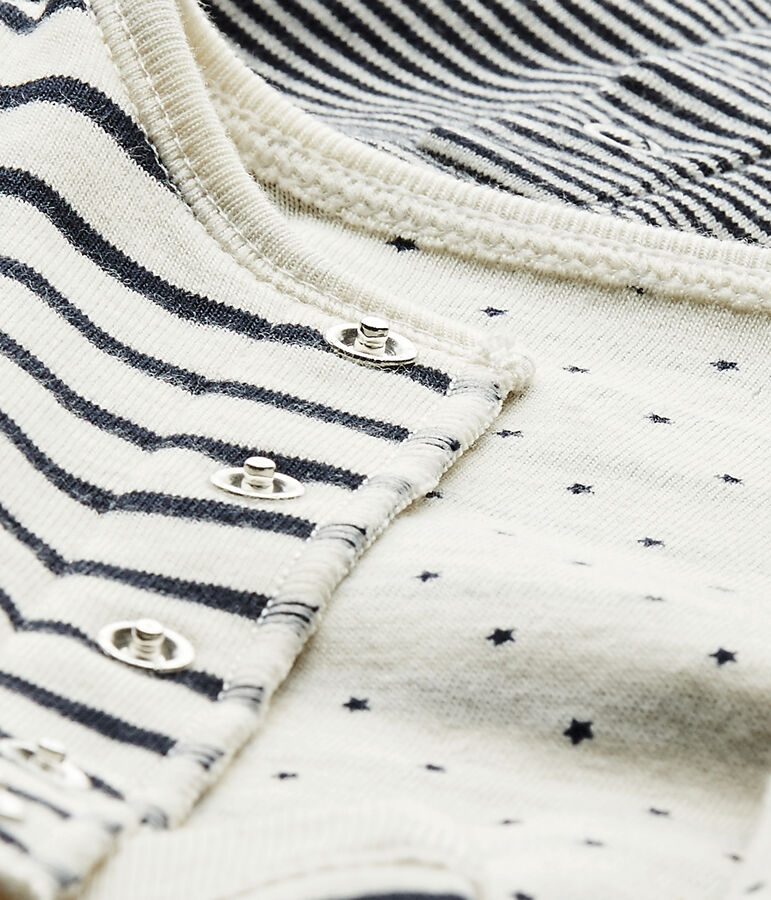 Coordinato beb&eacute; 3 pezzi reversibile bianco/blu