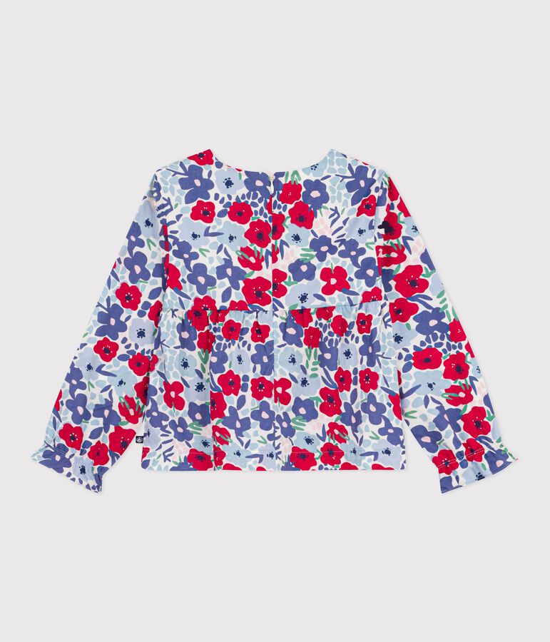 Blusa a maniche lunghe in cotone con stampa a fiori bambina bianco/multicolore