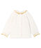 Blusa a manica lunga per bebè femmina in tubique jacquard bianco MARSHMALLOW/giallo OR
