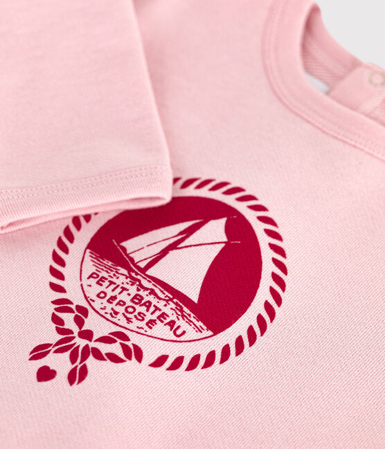 Felpa in cotone con motivo vintage Petit Bateau neonata rosa JOLI