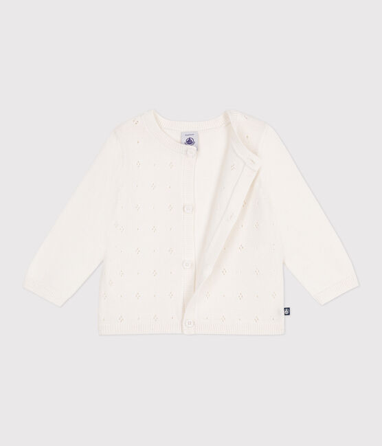 Cardigan in cotone a punto fantasia neonata bianco MARSHMALLOW