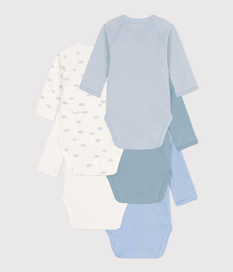 Confezione da 5 body incrociati a maniche lunghe in cotone stampato multicolore