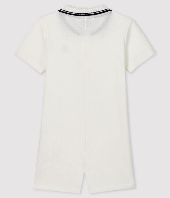 Tutina corta a polo bebè maschio bianco MARSHMALLOW