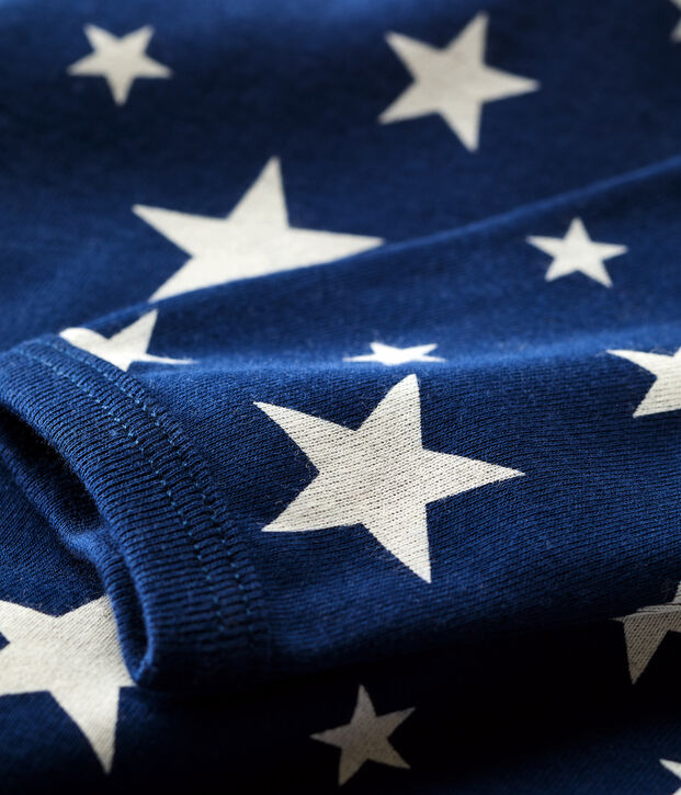 Tutina pigiama a stelle beb&eacute; in cotone blu/bianco