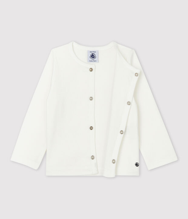 Cardigan per beb&egrave; in cotone bianco