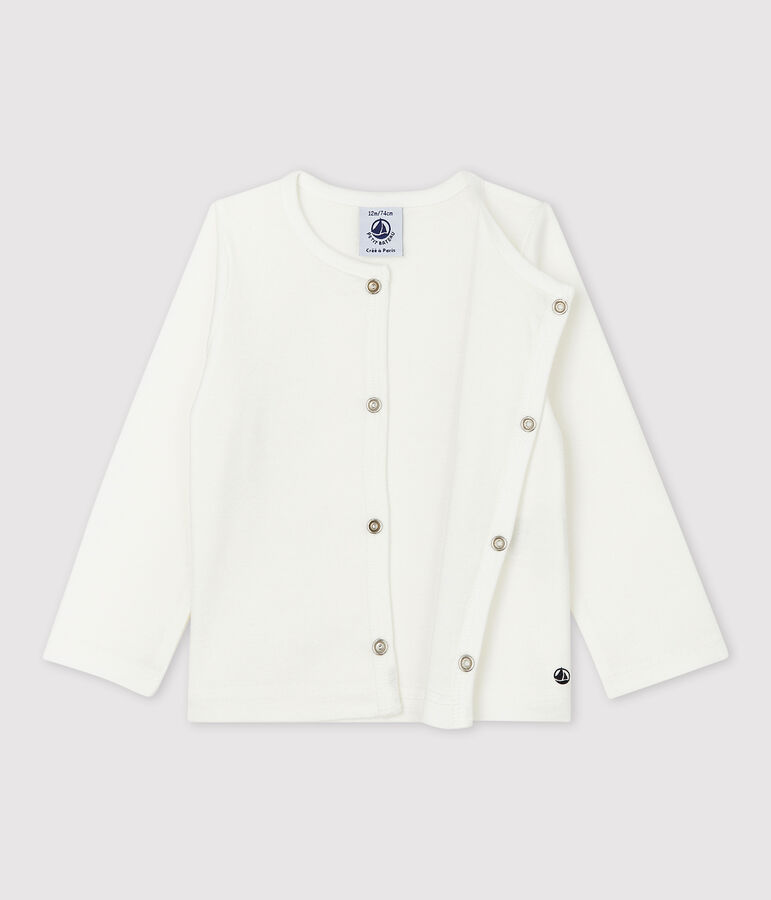 Cardigan per beb&egrave; in cotone bianco MARSHMALLOW
