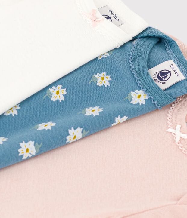 Confezione da 3 body beb&egrave; manica corta a fiori in cotone multicolore