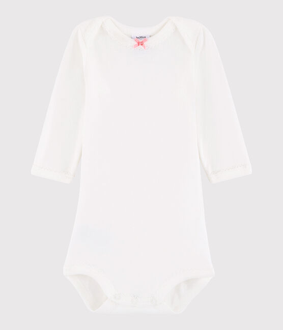 Body manica lunga bebè femmina bianco MARSHMALLOW