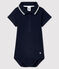 Body con collo a polo in cotone, a manica corta bebè blu SMOKING