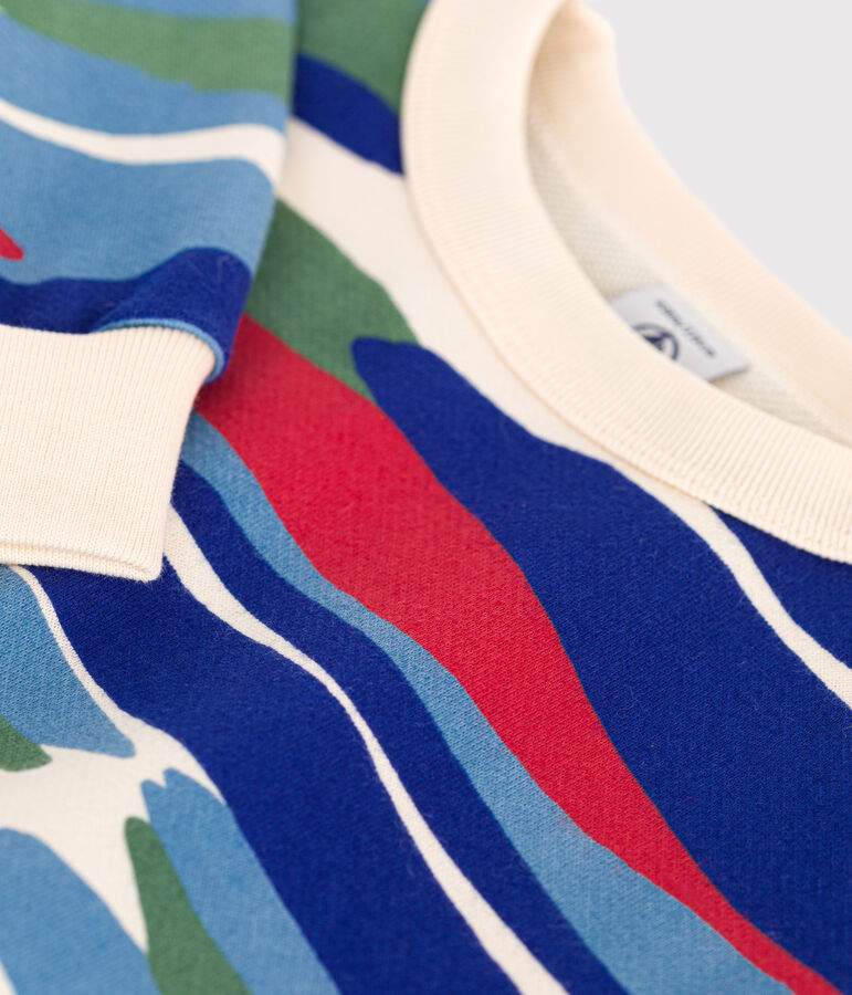 Maglia in tessuto felpato bambino ecru/rosso