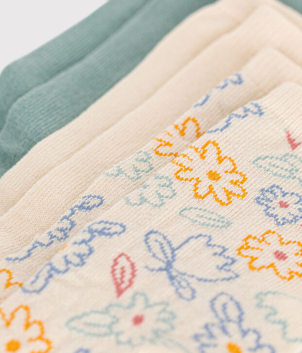 3 paia di calze in cotone a fiori bambino multicolore