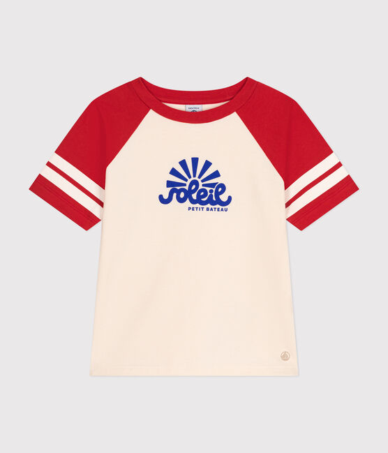 T-shirt bambino in jersey stampato rosso AVALANCHE/ AURORA