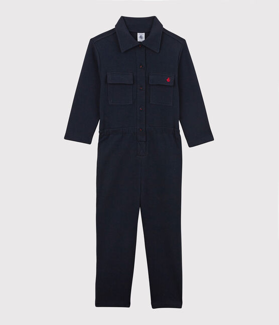 Tutina bambina in cotone stampato blu SMOKING