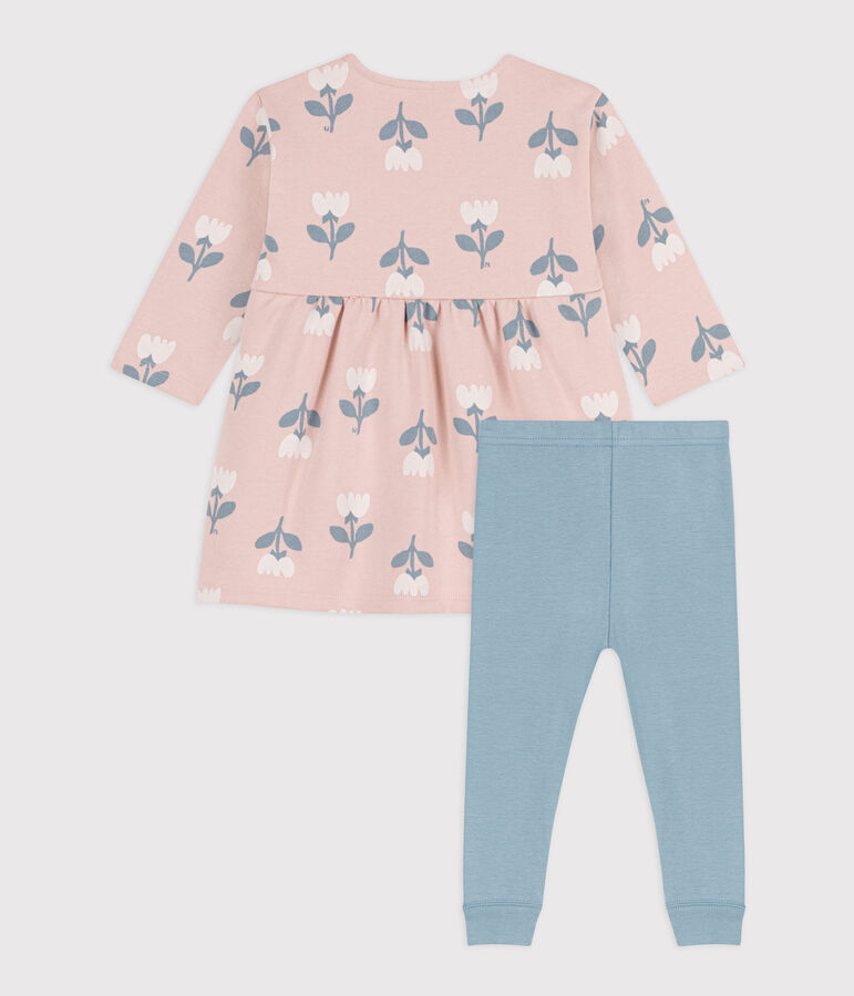 Abito beb&egrave; felpato fantasia con leggings rosa/multicolore