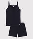 Pigiama donna corto in cotone e lyocell tinta unita con spalline
