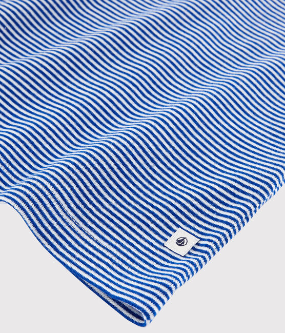Pigiama millerighe blu bambino in cotone blu SURF/bianco MARSHMALLOW