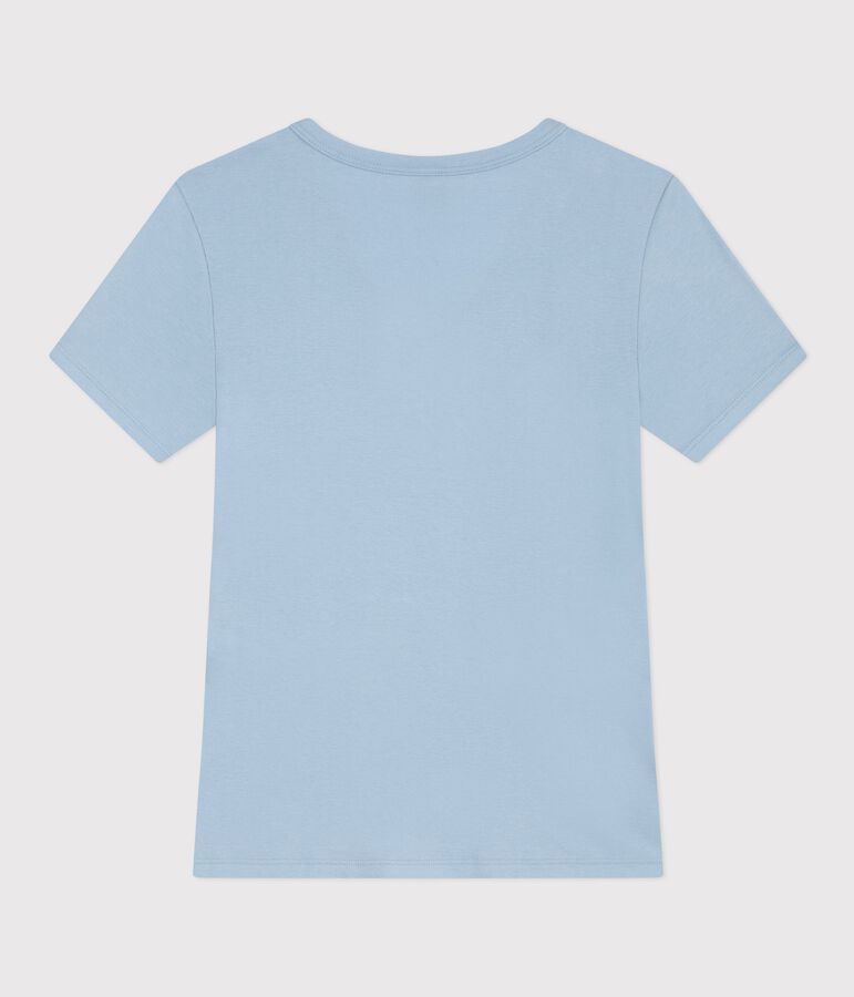 T-shirt a maniche corte in cotone tinta unita donna blu