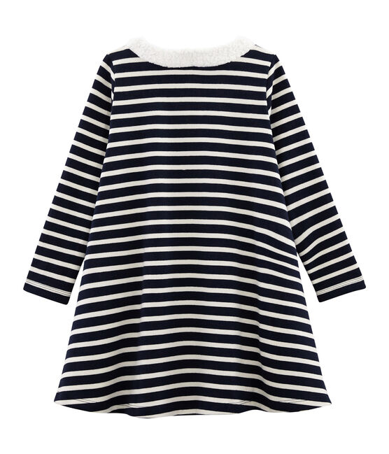 Abito maniche lunghe bambina blu SMOKING/beige COQUILLE