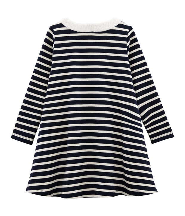 Abito maniche lunghe bambina blu/bianco