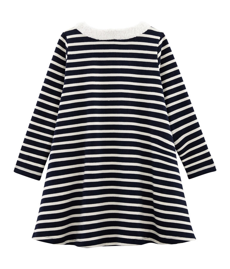 Abito maniche lunghe bambina blu/bianco