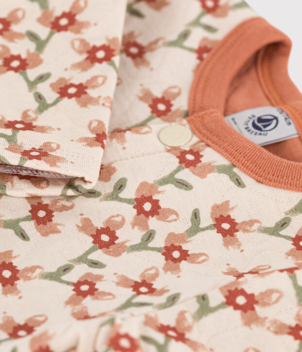 Cardigan in tubique trapuntato con stampa per beb&egrave; ecru/multicolore