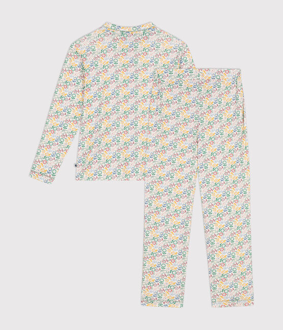 Pigiama in cotone con stampa a fiori donna bianco MARSHMALLOW/bianco MULTICO