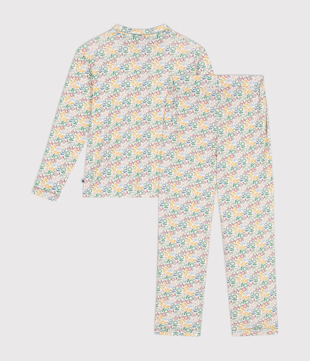 Pigiama in cotone con stampa a fiori donna bianco/multicolore