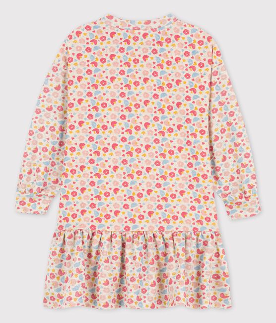 Abito bambina a maniche lunghe in lana e cotone beige MONTELIMAR/bianco MULTICO