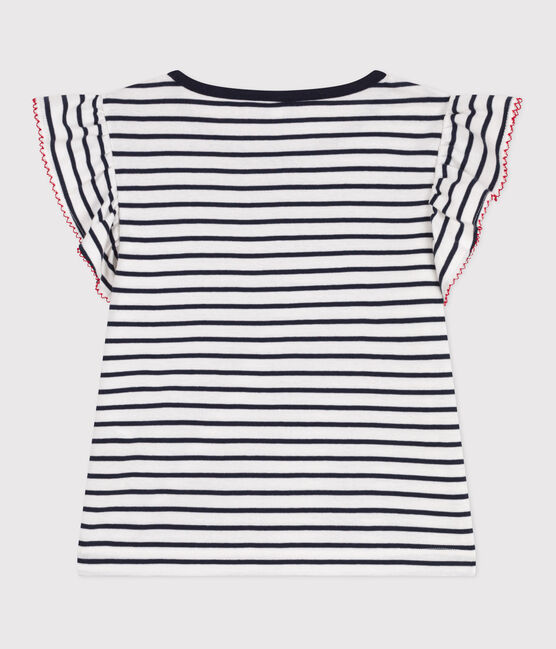 T-shirt a maniche corte in cotone a righe bambino bianco MARSHMALLOW/blu SMOKING