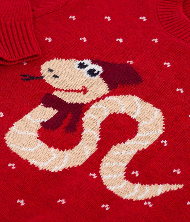 Maglione in misto lana e cotone jacquard bambino rosso