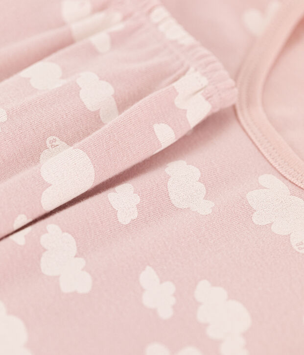 Pigiama bambina in cotone aderente rosa/bianco
