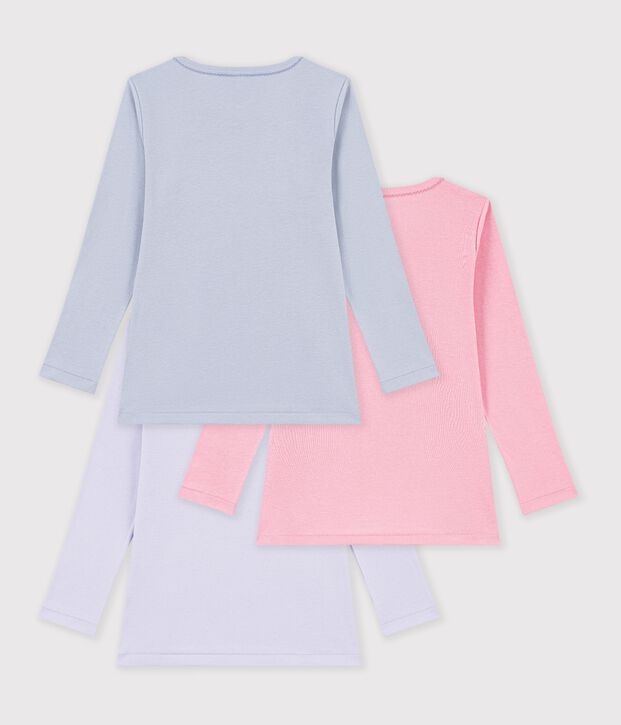 Set di T-shirt a maniche lunghe in cotone tinta unita bambino multicolore