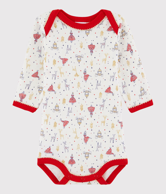 Body manica lunga bebè femmina bianco LAIT/bianco MULTICO
