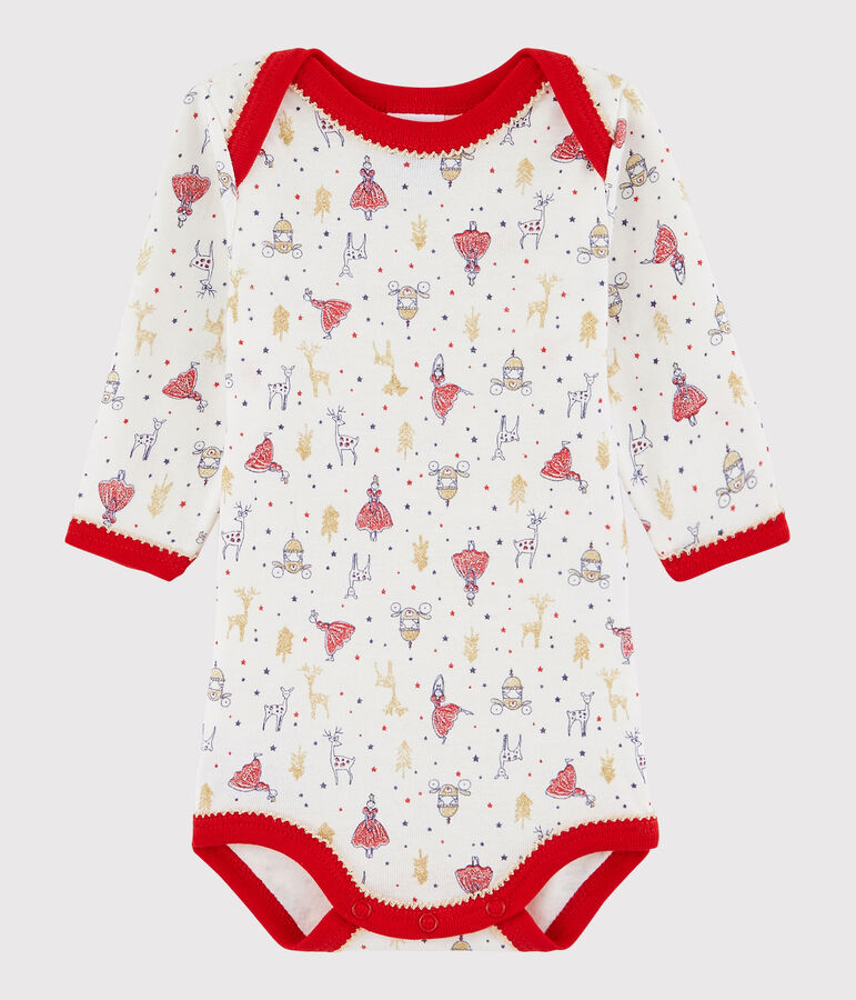 Body manica lunga beb&egrave; femmina bianco LAIT/bianco MULTICO