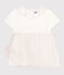 Abito a maniche corte con colletto in cotone e tulle neonato bianco MARSHMALLOW/rosa COPPER