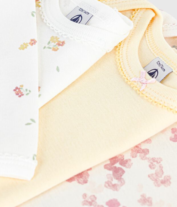 Set di body a maniche lunghe in cotone con stampa a fiori neonato multicolore