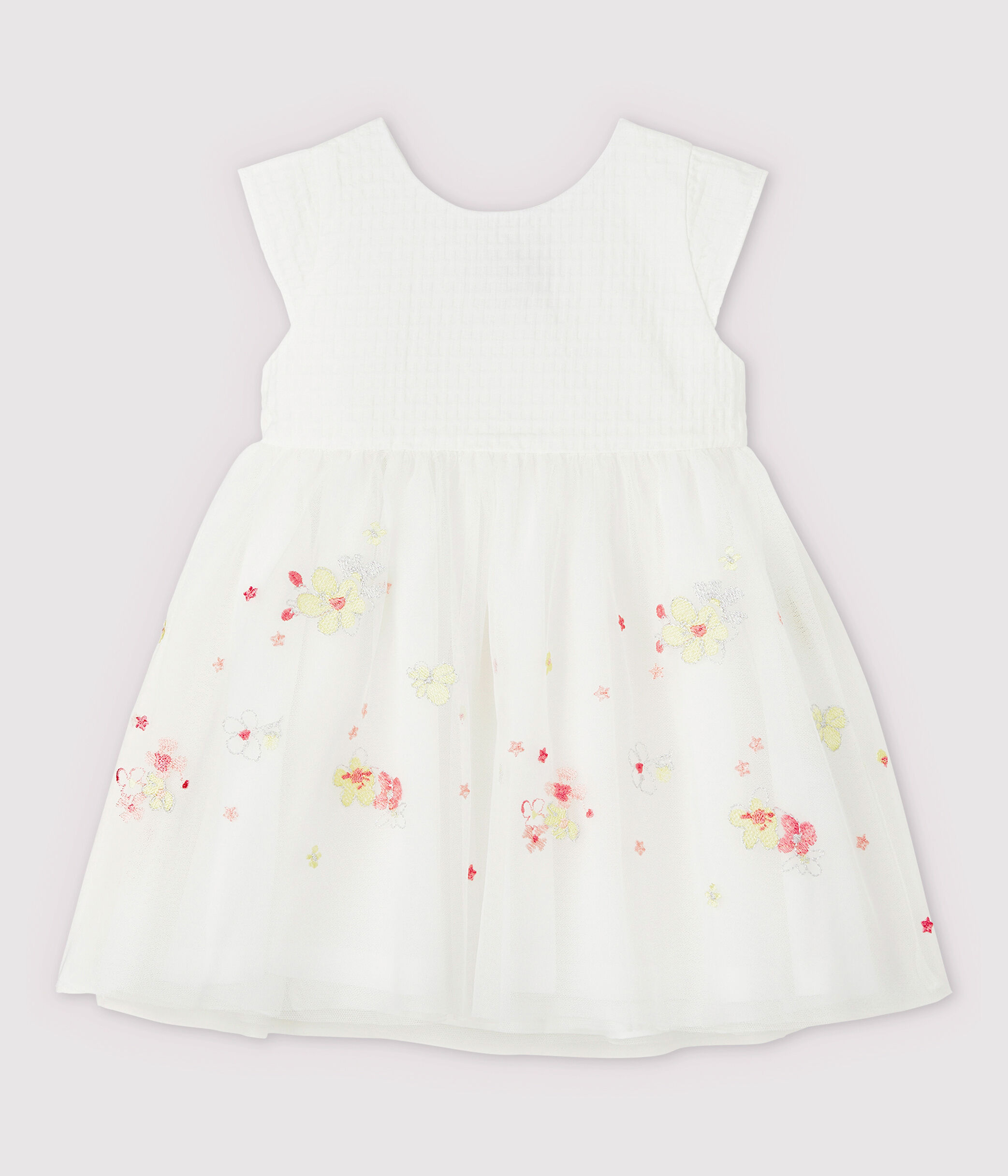 Abito da cerimonia con tulle ricamato bebè femmina MARSHMALLOW/MULTICO | Petit  Bateau