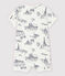 Tutaina corta tela di Jouy Parigi bebè in cotone bianco MARSHMALLOW/blu MEDIEVAL