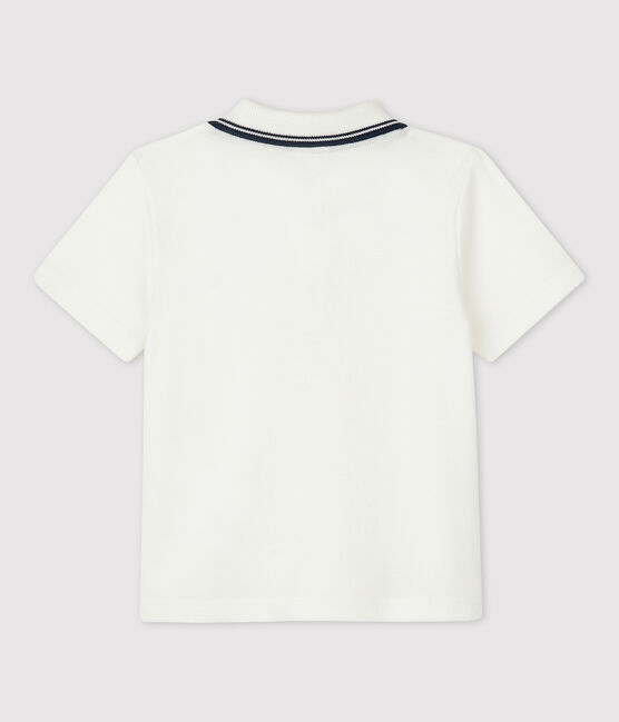 Polo bebè in cotone a manica corta bianco MARSHMALLOW
