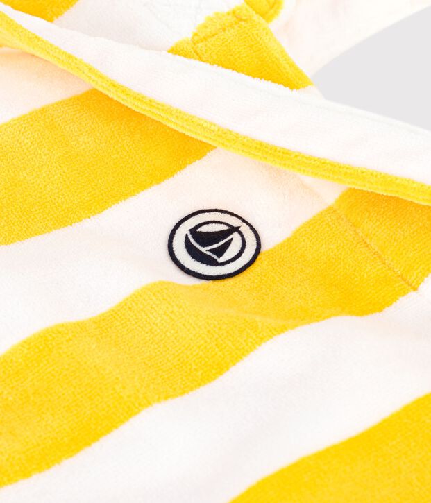 Borsa da mare in spugna di cotone a righe donna giallo/bianco