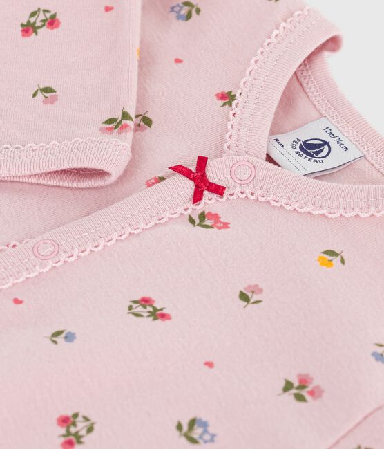Pigiama senza piedini in cotone con stampa a fiori neonato rosa JOLI/bianco MULTICO