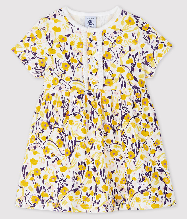 Abito a manica corta beb&egrave; femmina bianco MARSHMALLOW/bianco MULTICO