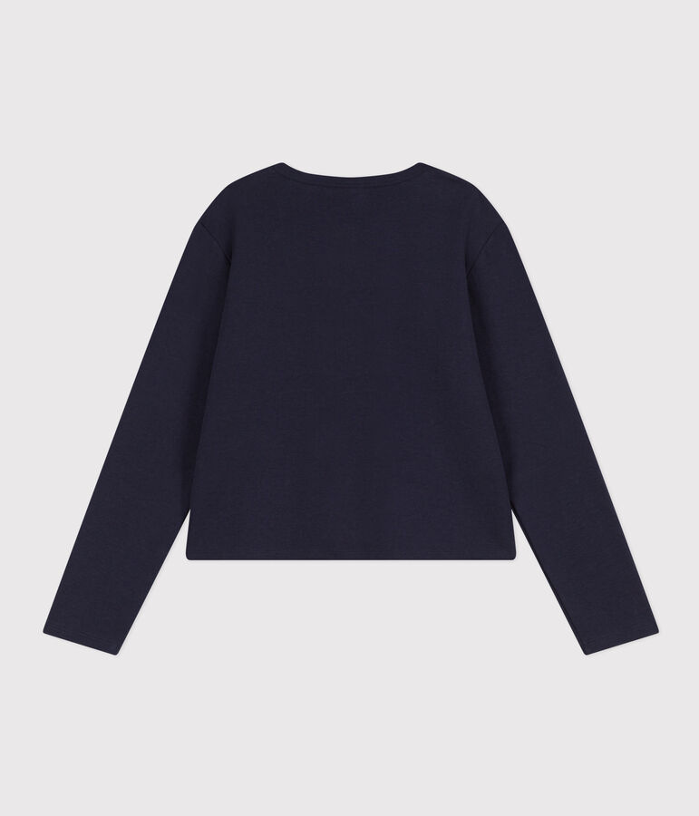 Cardigan con bottoni automatici in cotone Donna blu