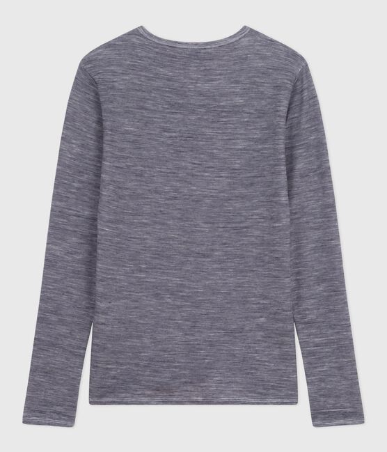 T-shirt a maniche lunghe in misto lana e cotone a righe donna blu SOIR/ MARSHMALLOW