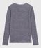 T-shirt a maniche lunghe in misto lana e cotone a righe donna blu SOIR/ MARSHMALLOW