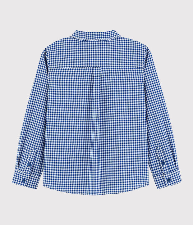 Camicia a manica lunga in popeline bambino bianco/multicolore