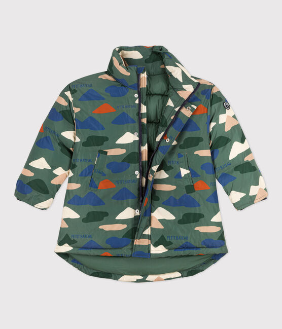 Piumino stampato medio-lungo bambino unisex verde VALLEE/ecru MULTICO