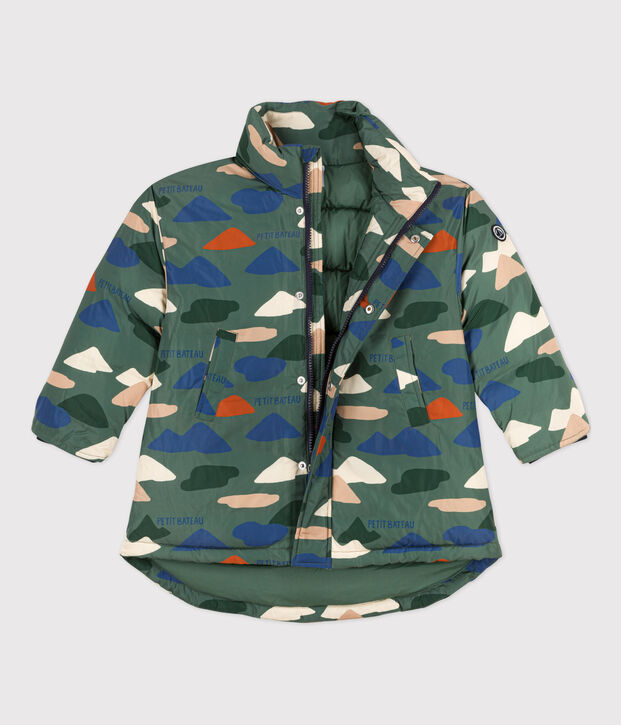 Piumino stampato medio-lungo bambino unisex verde/multicolore