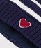 Cuffietta in maglia a righe foderata in pile neonato blu/ecru